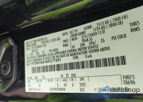 2019 Ford F-150 King Ranch from USA, damaged, VIN 1FTEW1E47KFC77251